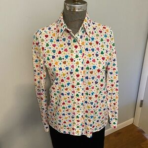 Vintage Playful Colorful button down with Heart pattern